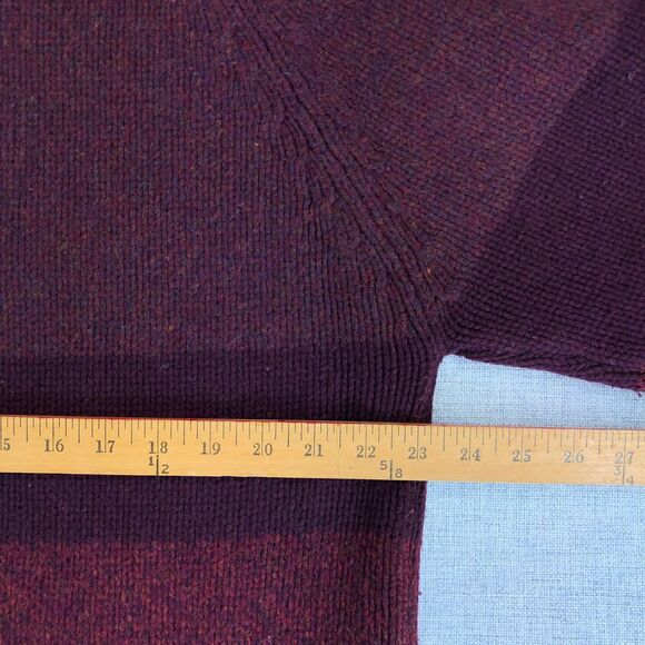 Eastside Westside Sweater Men's XL Roll Neck Lambswool Blend Dark Red‎ Stripe - Picture 10 of 11